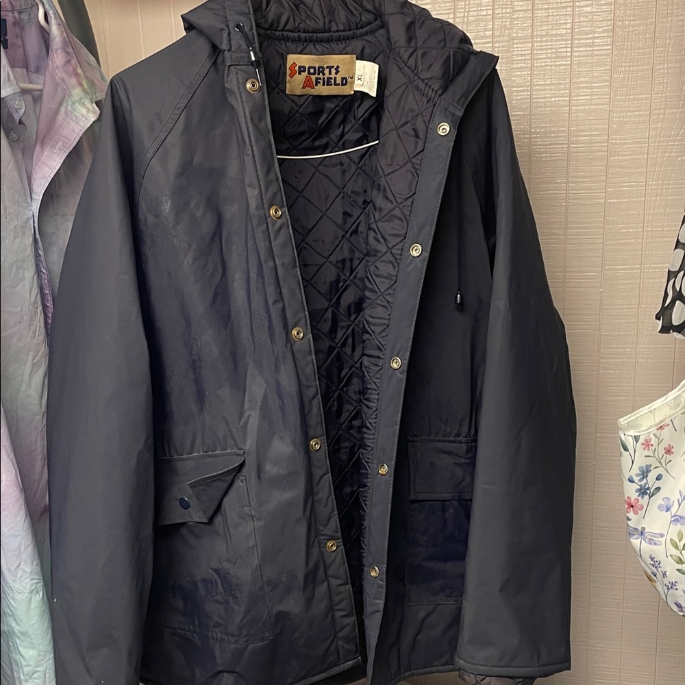 Vintage dark blue Men's Jacket PVC coaching jacket